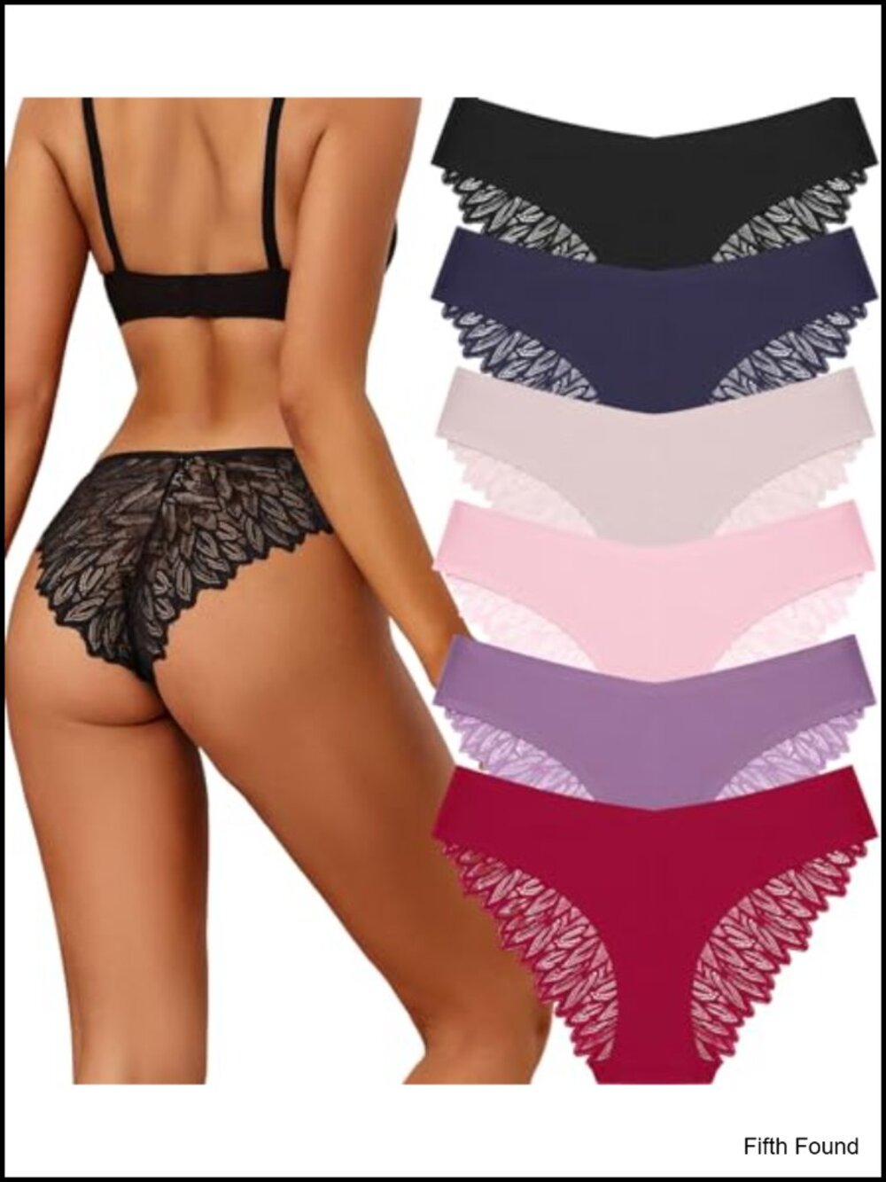 Lace Seamless Bikini Panties Women's 6 Pack Hipster Cheeky No Show